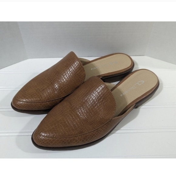 CL by Laundry Shoes - CL by Laundry Women Mules Slides Brown Faux Snake Casual Office 7.5